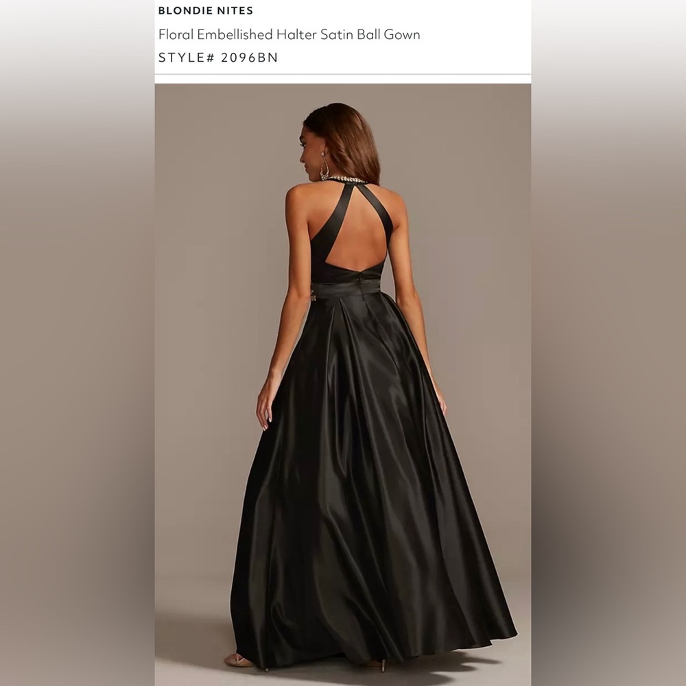 Satin Formal Gown by Blondie Nights embroidered pockets - Picture 5 of 9